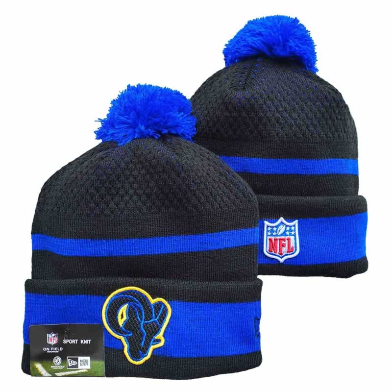 Rams Team Logo Black and Royal Pom Cuffed Knit Hat YD,We sell and wholesale Rams Team Logo Black and Royal Pom Cuffed Knit Hat YD on line form chian!